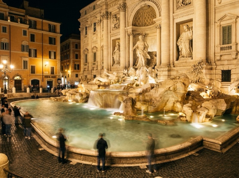 Trevi Fountain illuminated at night