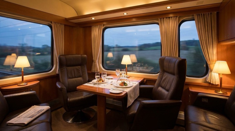 Executive cabin with single rotating seats