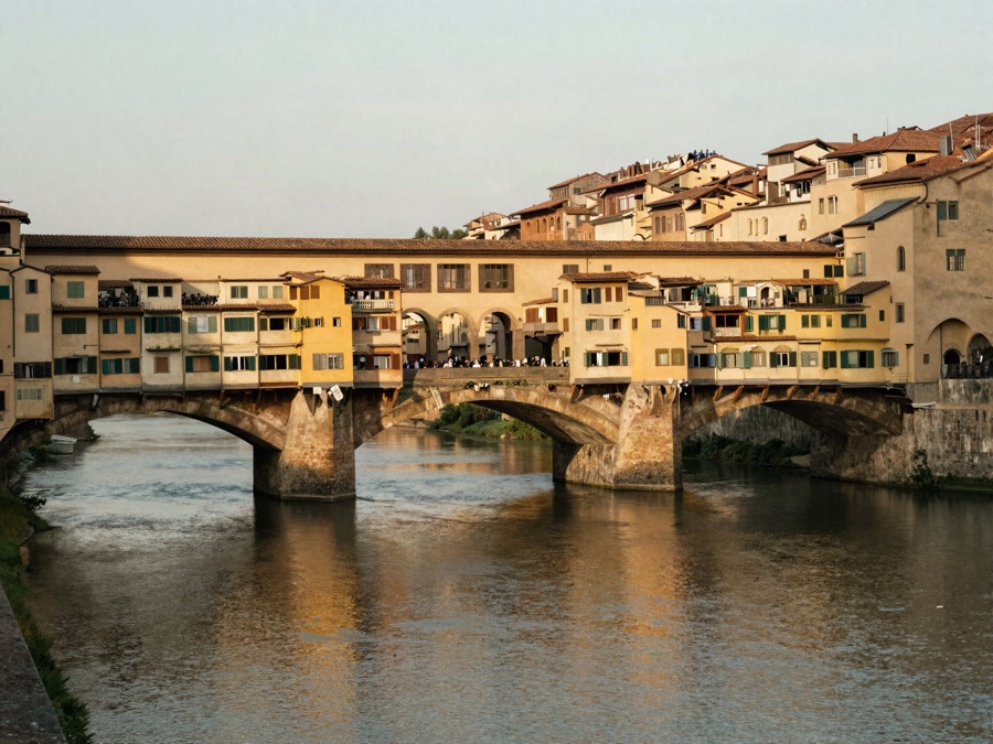 Ponte Vecchio over the Arno river at golden hour