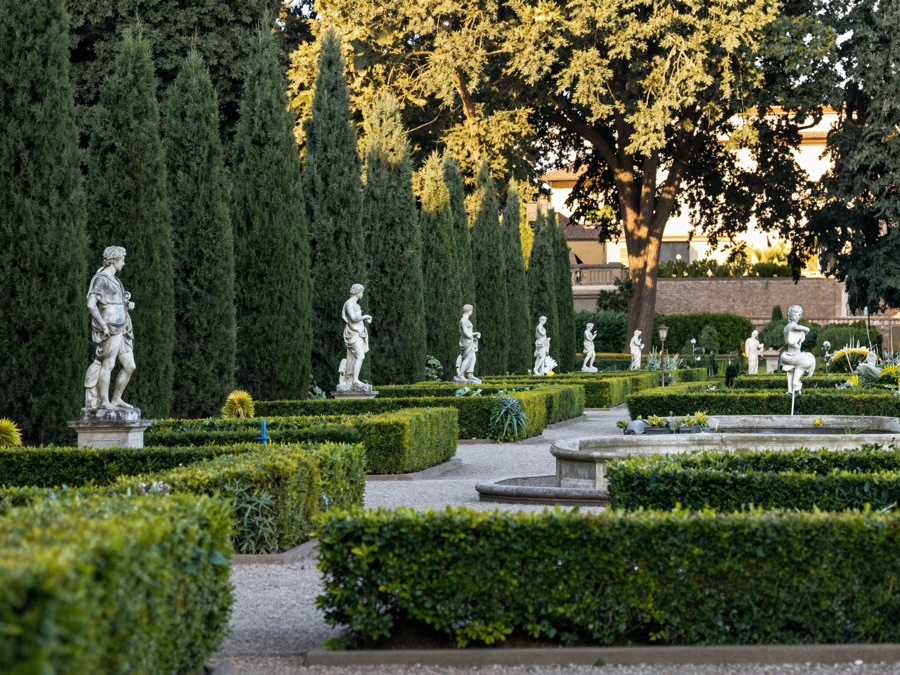 Statues and cypress trees in the Boboli Gardens, Florence